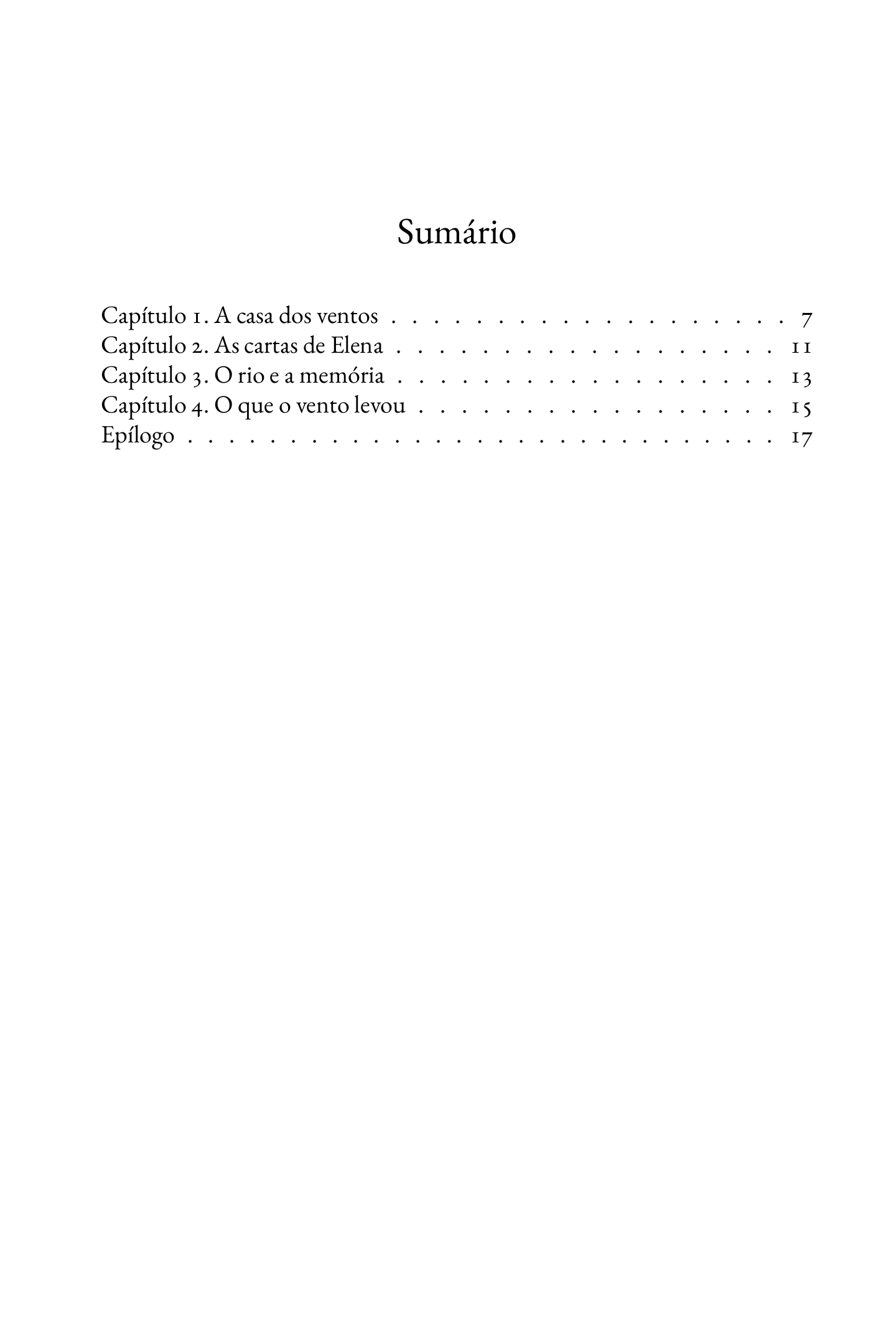 Sumário com números de página